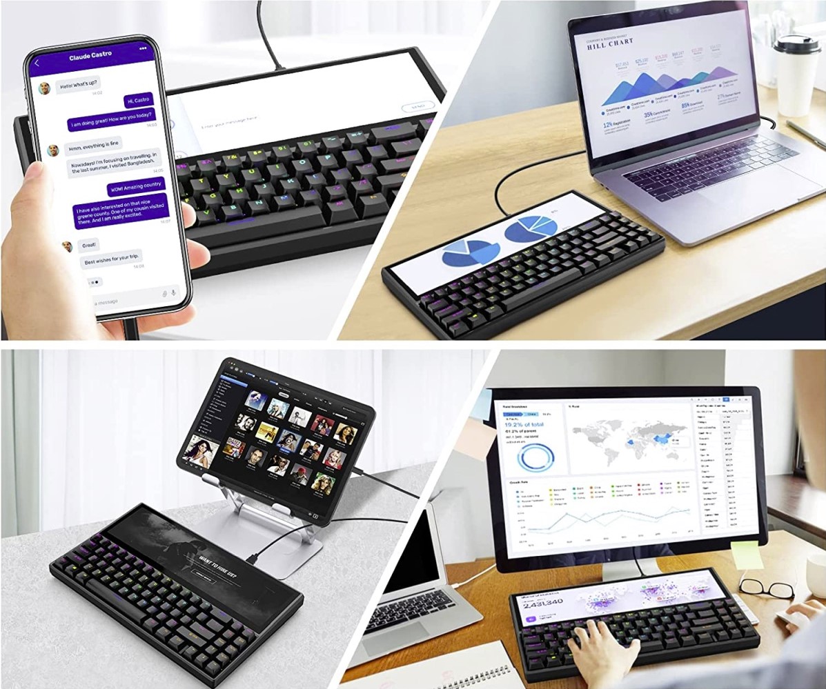 Ficihip mechanical keyboard has an integrated 12.6 inch touchscreen